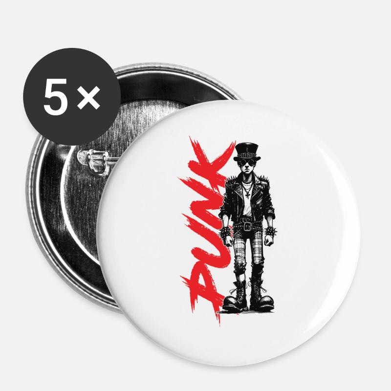 Punks with a hat - Buttons large 2.2''/56 mm (5-pack) - white