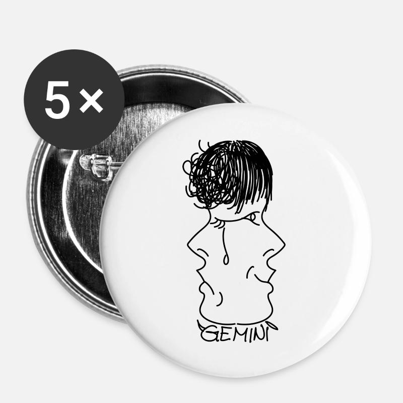 Gemini Twin Design - Buttons large 2.2''/56 mm (5-pack) - white
