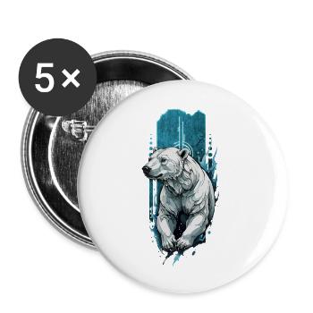 Arctic Majesty: Polar Bear in the water - Buttons large 2.2''/56 mm (5-pack) - white - Front