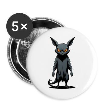 Monstre effrayant Rat Goth Art sombre - Lot de 5 grands badges (56 mm) - blanc - Devant