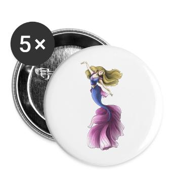 Mermaid - Buttons large 2.2''/56 mm (5-pack) - white - Front