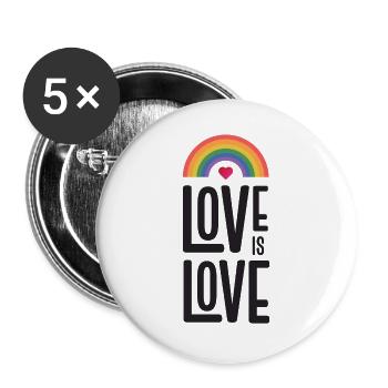 LGBT Pride Month - Love is Love - Buttons large 2.2''/56 mm (5-pack) - white - Front