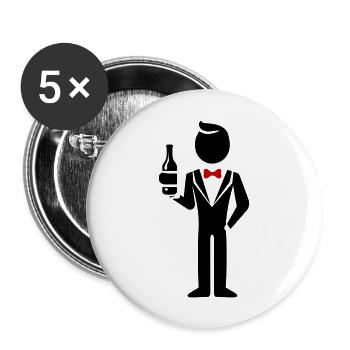 Groom Wedding Bachelor Party - Buttons large 2.2''/56 mm (5-pack) - white - Front