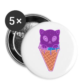 Crème glacée pour chat Crème glacée - Lot de 5 grands badges (56 mm) - blanc - Devant