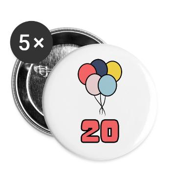 20. 20 YEARS. 20th ANNIVERSARY. 20 YEARS ANNIVERSARY. - Buttons large 2.2''/56 mm (5-pack) - white - Front