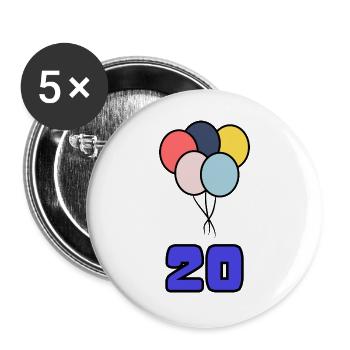 20. 20 YEARS. 20th ANNIVERSARY. 20 YEARS ANNIVERSARY. - Buttons large 2.2''/56 mm (5-pack) - white - Front