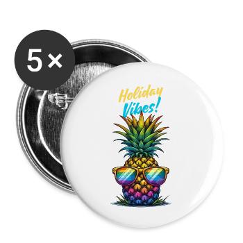Pineapple Holiday Vibes Holiday Sunglasses Summer - Buttons large 2.2''/56 mm (5-pack) - white - Front