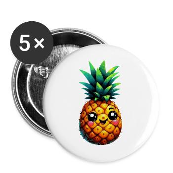 Ananas - Buttons groß 56 mm (5er Pack) - Weiß - Vorne