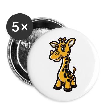 girafe - Lot de 5 grands badges (56 mm) - blanc - Devant