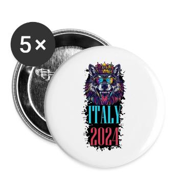 Italy 2024 Holiday Wolf - Buttons large 2.2''/56 mm (5-pack) - white - Front