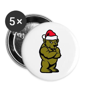 Bear Comic Christmas - Buttons large 2.2''/56 mm (5-pack) - white - Front