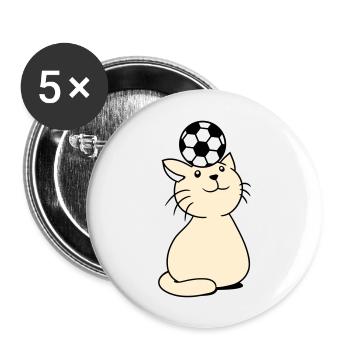 Ball Playing Cat Balancing Football Head Fun - Buttons large 2.2''/56 mm (5-pack) - white - Front