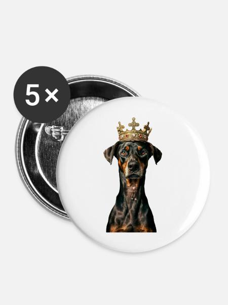 Doberman - Buttons large 2.2''/56 mm (5-pack) - white
