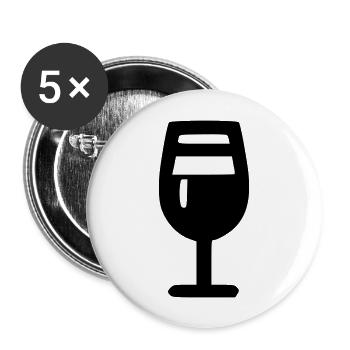 Glas Wein - Buttons groß 56 mm (5er Pack) - Weiß - Vorne