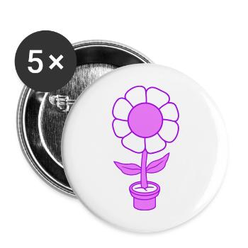 Small Pretty Happy Pink Flower Flower Pot - Buttons large 2.2''/56 mm (5-pack) - white - Front