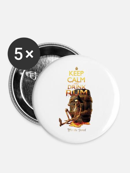 keepcalm RUM trinken - Buttons groß 56 mm (5er Pack) - Weiß