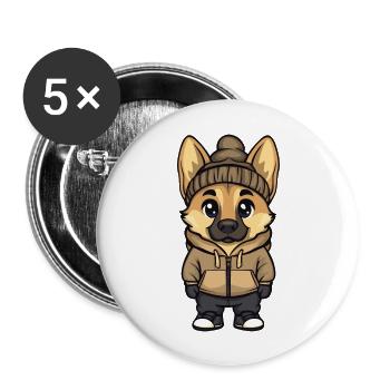 German Shepherd Dog Stylish - Buttons large 2.2''/56 mm (5-pack) - white - Front