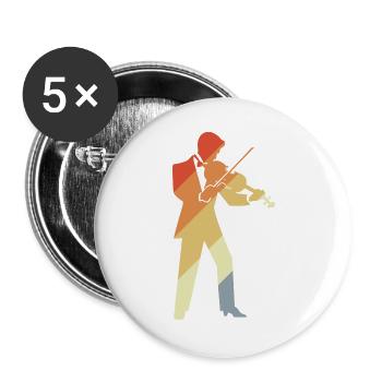 Retro Violin Player Graphic - Buttons large 2.2''/56 mm (5-pack) - white - Front