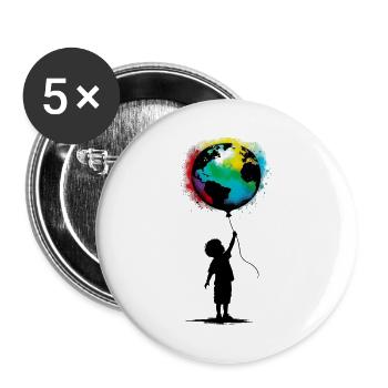 Planet Erde - Buttons groß 56 mm (5er Pack) - Weiß - Vorne