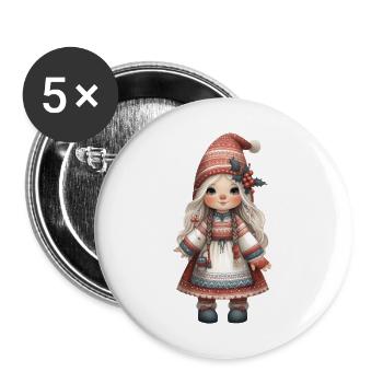 Weihnachtswichtel 4 - Buttons groß 56 mm (5er Pack) - Weiß - Vorne