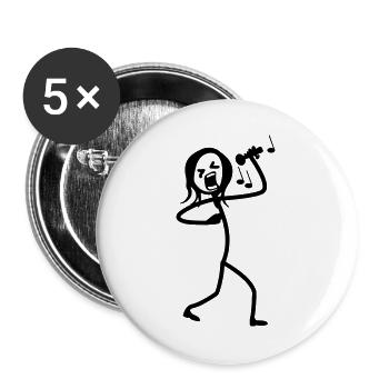 Stickmen Singer - Buttons large 2.2''/56 mm (5-pack) - white - Front