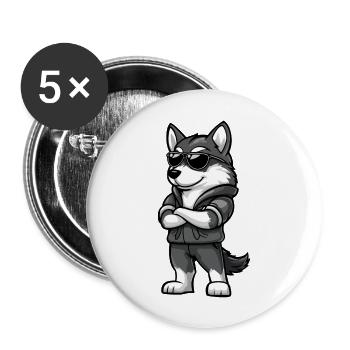 Husky Dog Cool - Buttons large 2.2''/56 mm (5-pack) - white - Front