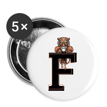 Buchstabe f tiger - Geschenkidee - Buttons groß 56 mm (5er Pack) - Weiß - Vorne