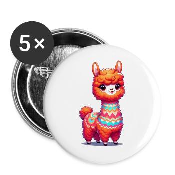 Alpaga - Lot de 5 grands badges (56 mm) - blanc - Devant