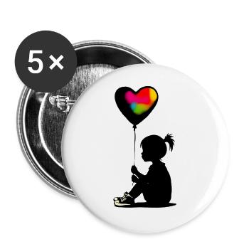 Amour du cœur - Lot de 5 grands badges (56 mm) - blanc - Devant