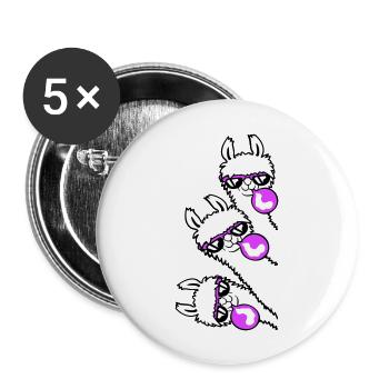 3 Llamas Chewing Gum Team Crew Friends regardant de côté - Lot de 5 grands badges (56 mm) - blanc - Devant