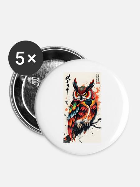 Owl - Buttons groß 56 mm (5er Pack) - Weiß