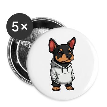 Doberman chien drôle - Lot de 5 grands badges (56 mm) - blanc - Devant