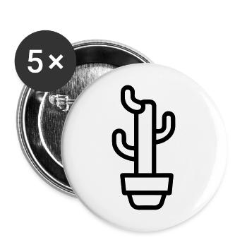 Kaktus - Buttons groß 56 mm (5er Pack) - Weiß - Vorne
