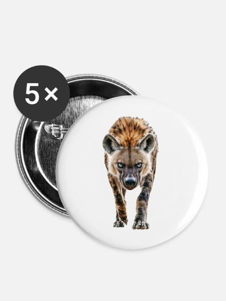 Hyäne - Buttons groß 56 mm (5er Pack) - Weiß