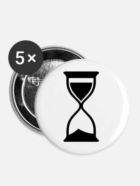 Stundenglas - Buttons groß 56 mm (5er Pack) - Weiß