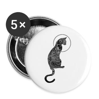 Abstrakte Ozeanische Katze - Buttons groß 56 mm (5er Pack) - Weiß - Vorne
