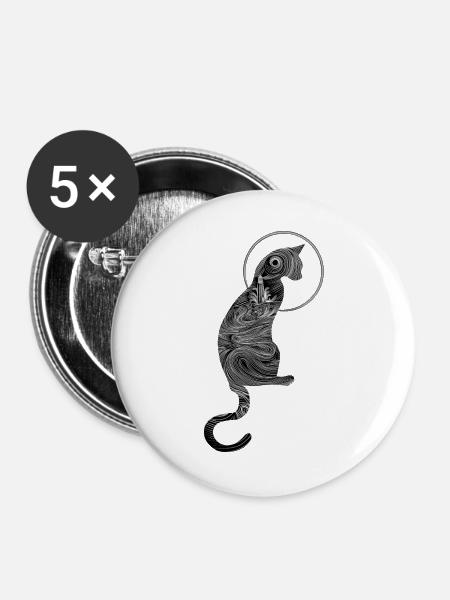 Abstrakte Ozeanische Katze - Buttons groß 56 mm (5er Pack) - Weiß
