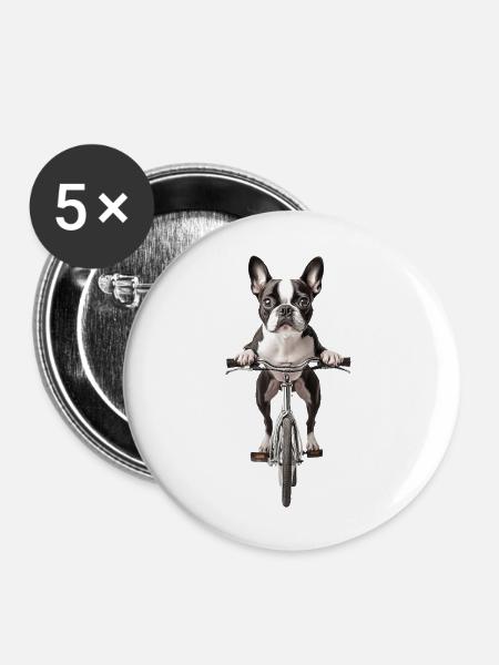 Boston Terrier - Buttons groß 56 mm (5er Pack) - Weiß