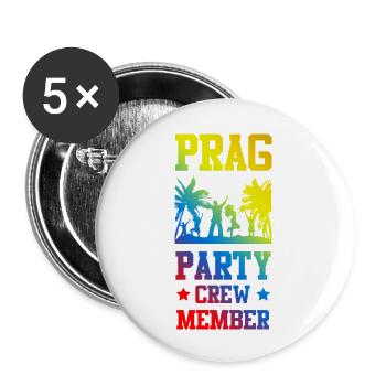 Prag Party Crew - Buttons groß 56 mm (5er Pack) - Weiß - Vorne
