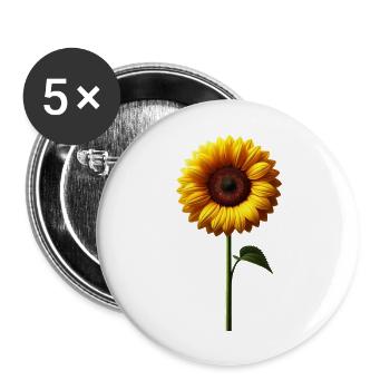 Sonnenblume Blumenranke Blume gelb blumig floral - Buttons groß 56 mm (5er Pack) - Weiß - Vorne