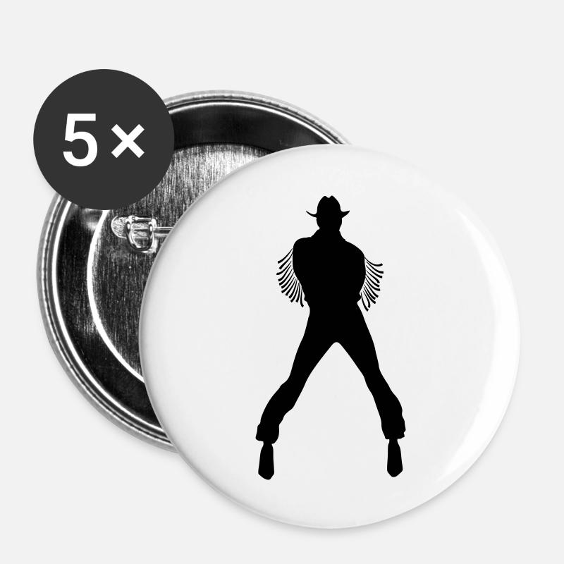 Cowboy in HighheelsD - Buttons groß 56 mm (5er Pack) - Weiß