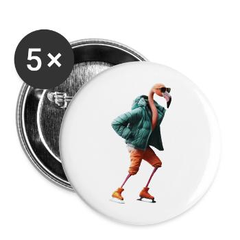 Flamingo - Buttons groß 56 mm (5er Pack) - Weiß - Vorne