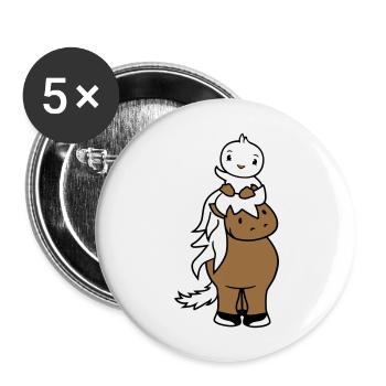 Canard Promenades Head Sitting Horse Cavalier 2 Amis - Lot de 5 grands badges (56 mm) - blanc - Devant