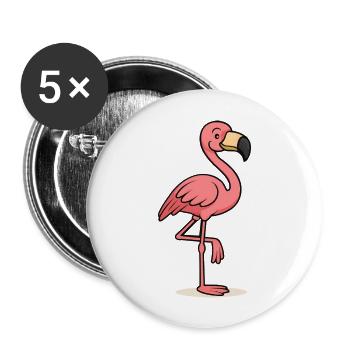 Flamingo Comic - Buttons large 2.2''/56 mm (5-pack) - white - Front