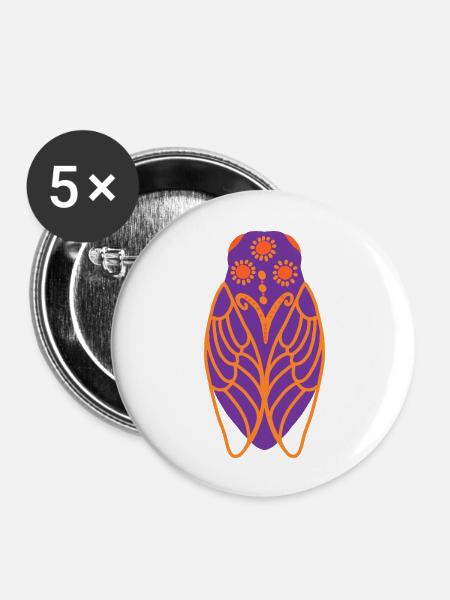 Sonnige Zikade - Buttons groß 56 mm (5er Pack) - Weiß