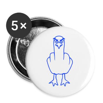 Möwe Mittelfinger Beleidigung Stinkefinger frech - Buttons groß 56 mm (5er Pack) - Weiß - Vorne