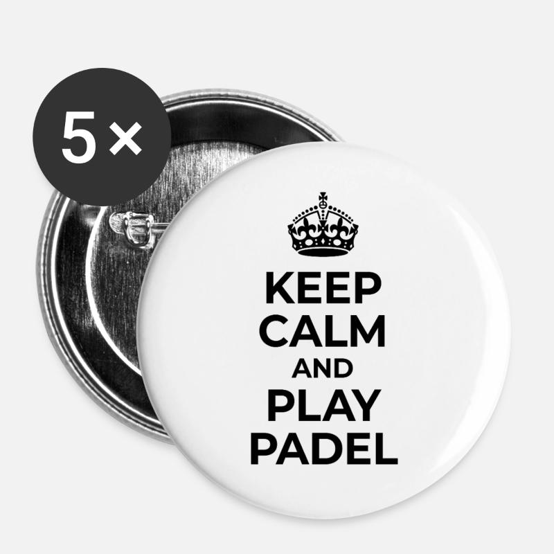 Bewahren Sie Ruhe und spielen Sie Padel - Buttons groß 56 mm (5er Pack) - Weiß