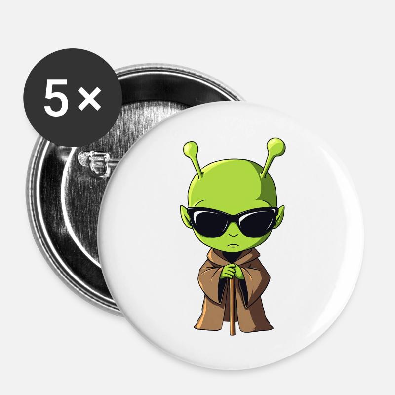 Alien Monk - Buttons large 2.2''/56 mm (5-pack) - white