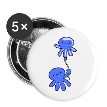 Octopus Holding Balloon Cute Child Happy Comic - Buttons large 2.2''/56 mm (5-pack) - white - Front