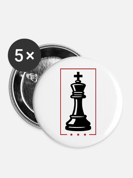 König Schachfigur - Buttons groß 56 mm (5er Pack) - Weiß